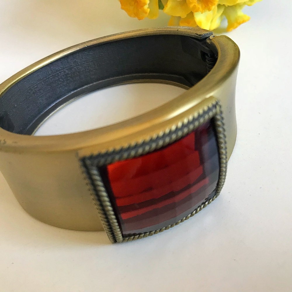 Amber Glass Hinge Bracelet